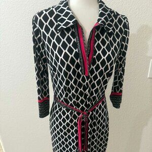 Pink/Black Geometric Wrap Dress [Sz. M]
